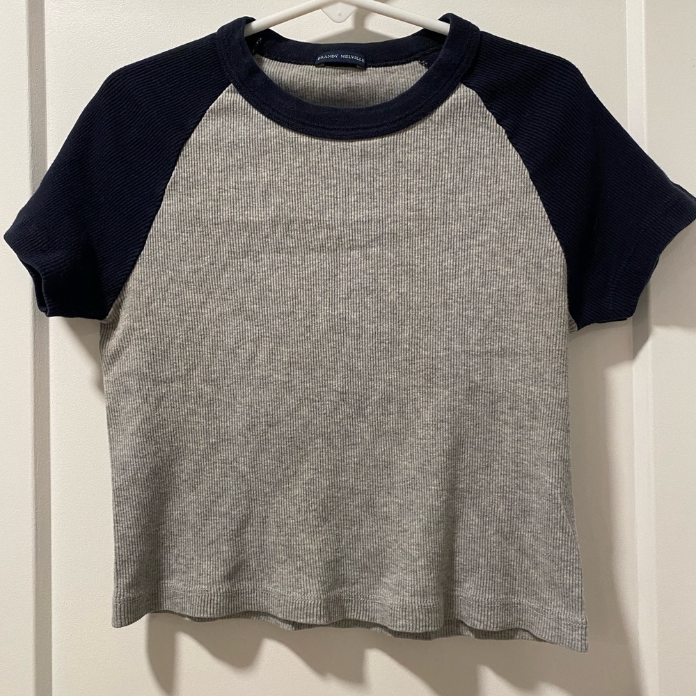 Brandy Melville Gray and Black Baby Tee